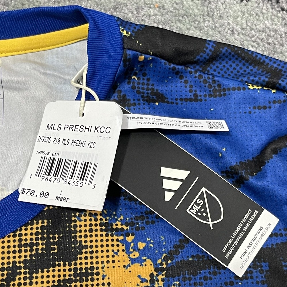 Austin FC Soccer Jersey Adidas x Marvel Men Large Blue MLS Shirt Pre Match NEW - Picture 15 of 15